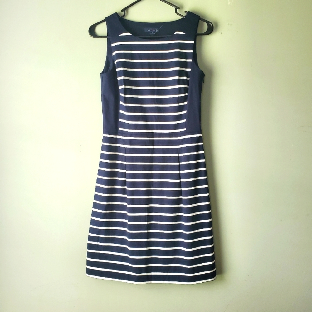 Tommy Hilfiger Dress Nautical Navy White Stripes Size 0